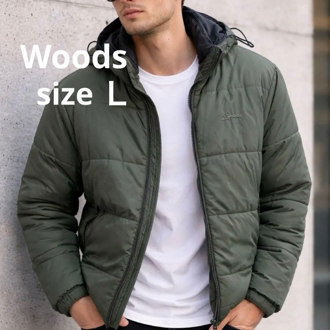 Woods フード付きダウンジャケット オリーブグリーン - メルカリ