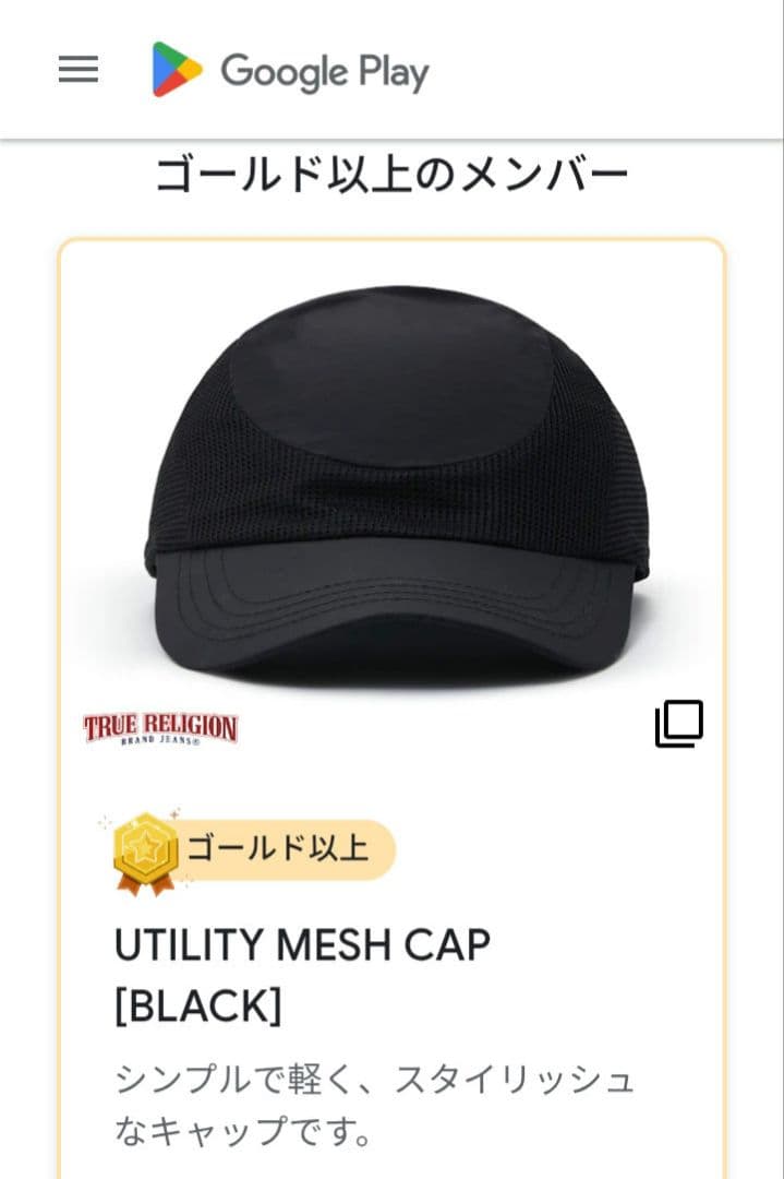 TRUE RELIGION メッシュキャップ (Google play) - メルカリ