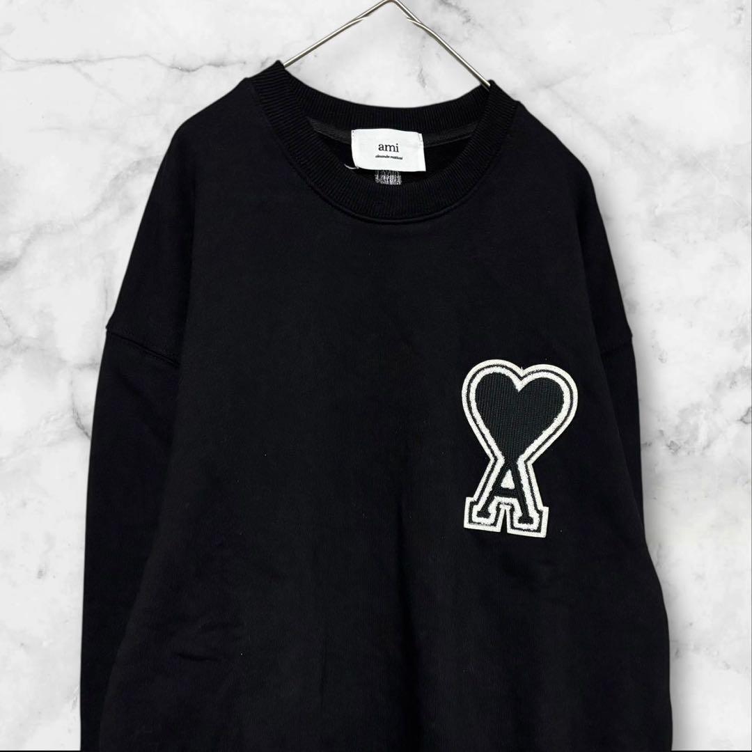 美品 ami parisアミパリス ブラック 黒 ロゴスウェット - メルカリ