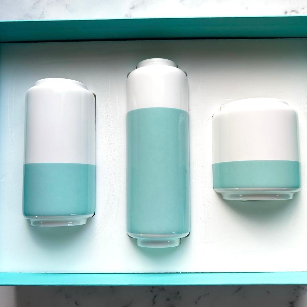 箱付極美品】Tiffany ティファニー カラーブロック フラワーベース 3個