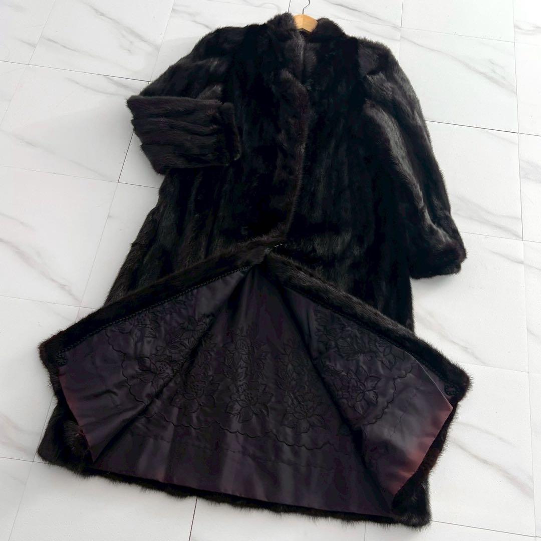 総丈123cm✨SAGA MINK サガミンクロングコート ダークブラウン銀タグ