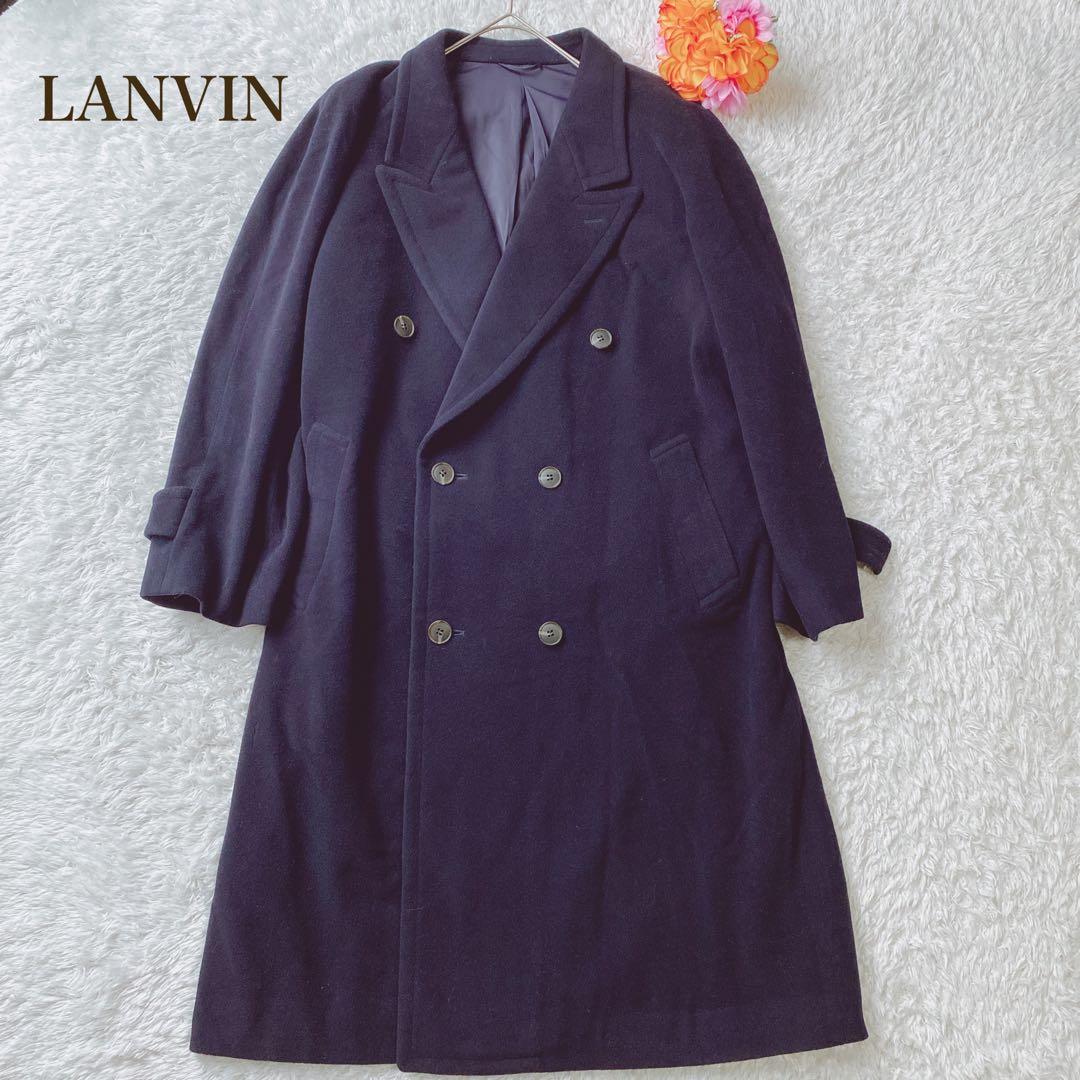 LANVIN ランバン ダブルブレスト チェスターコート 紺 - メルカリ