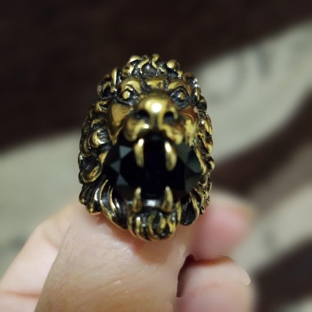 ◇新品 GUCCI グッチ クリスタル付きライオンヘッドリング 指輪 23号