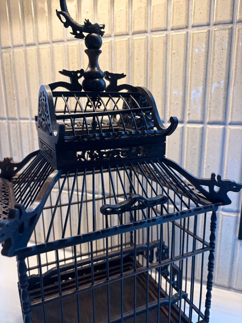 鳥籠 中国アンティーク 美品 龍 置物 木製品の通販はau PAY マーケット