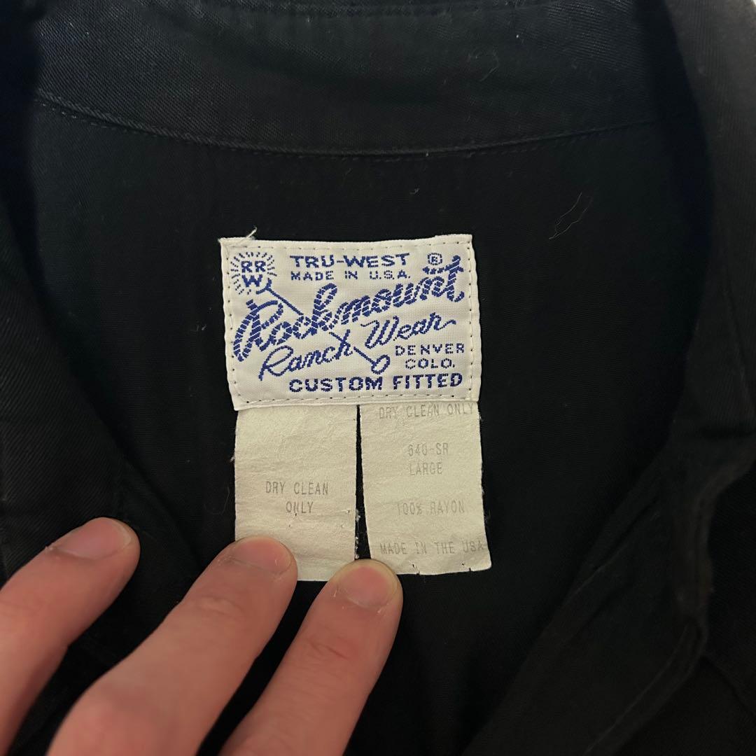 80s USA製 Rockmount “レーヨン ギャバジン“ シャツ 黒 開襟