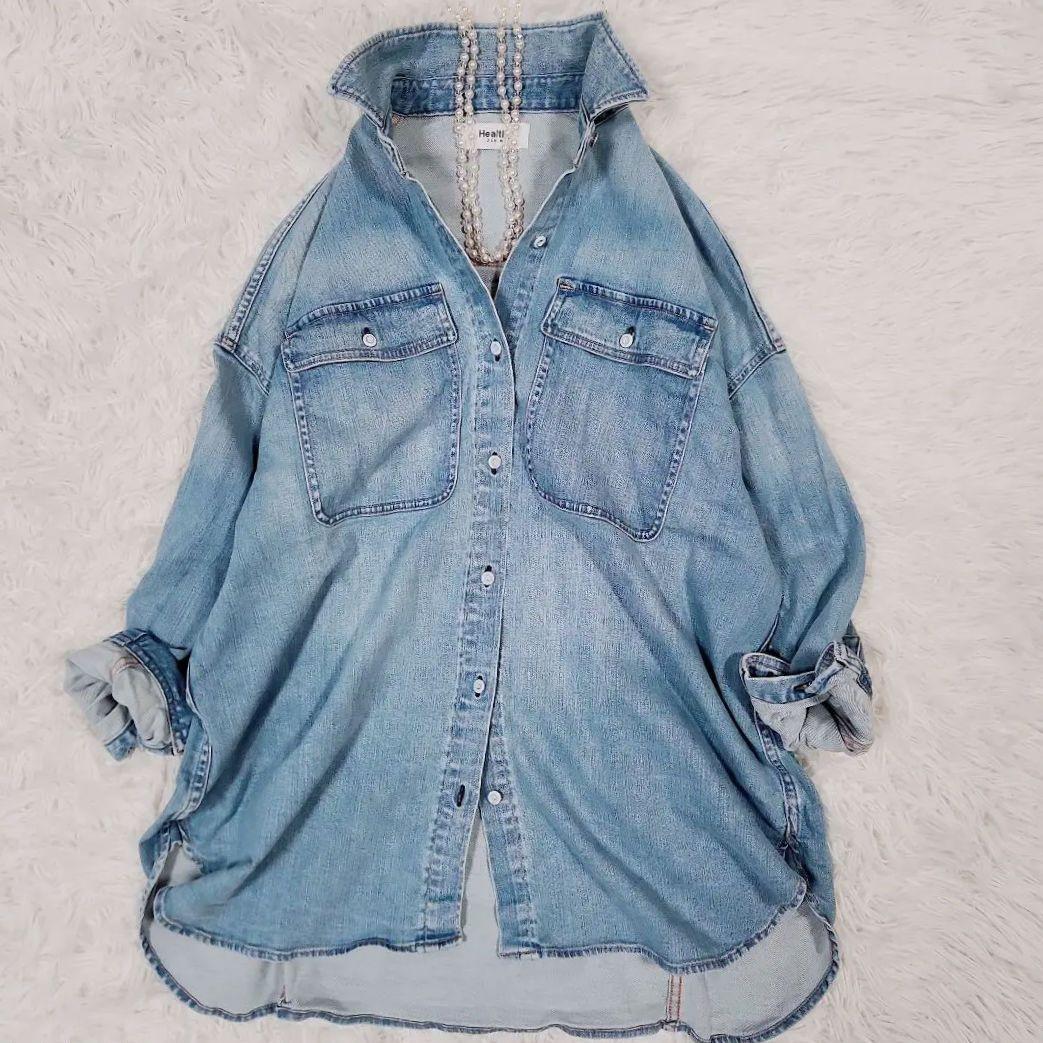 桜*丸様 美品 ヘルシーデニム デニム シャツ Almond ライト ブルー サ Healthy denim（ヘルシーデニム）の「Healthy denim/ヘルシーデニム