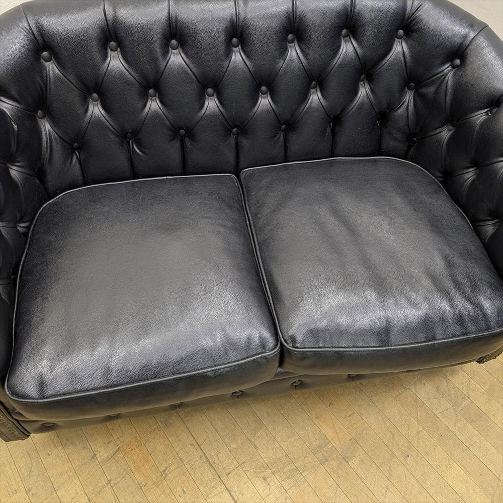 美品 ヴィンセント チェスターフィールド ラブソファ 二人掛け 英国風