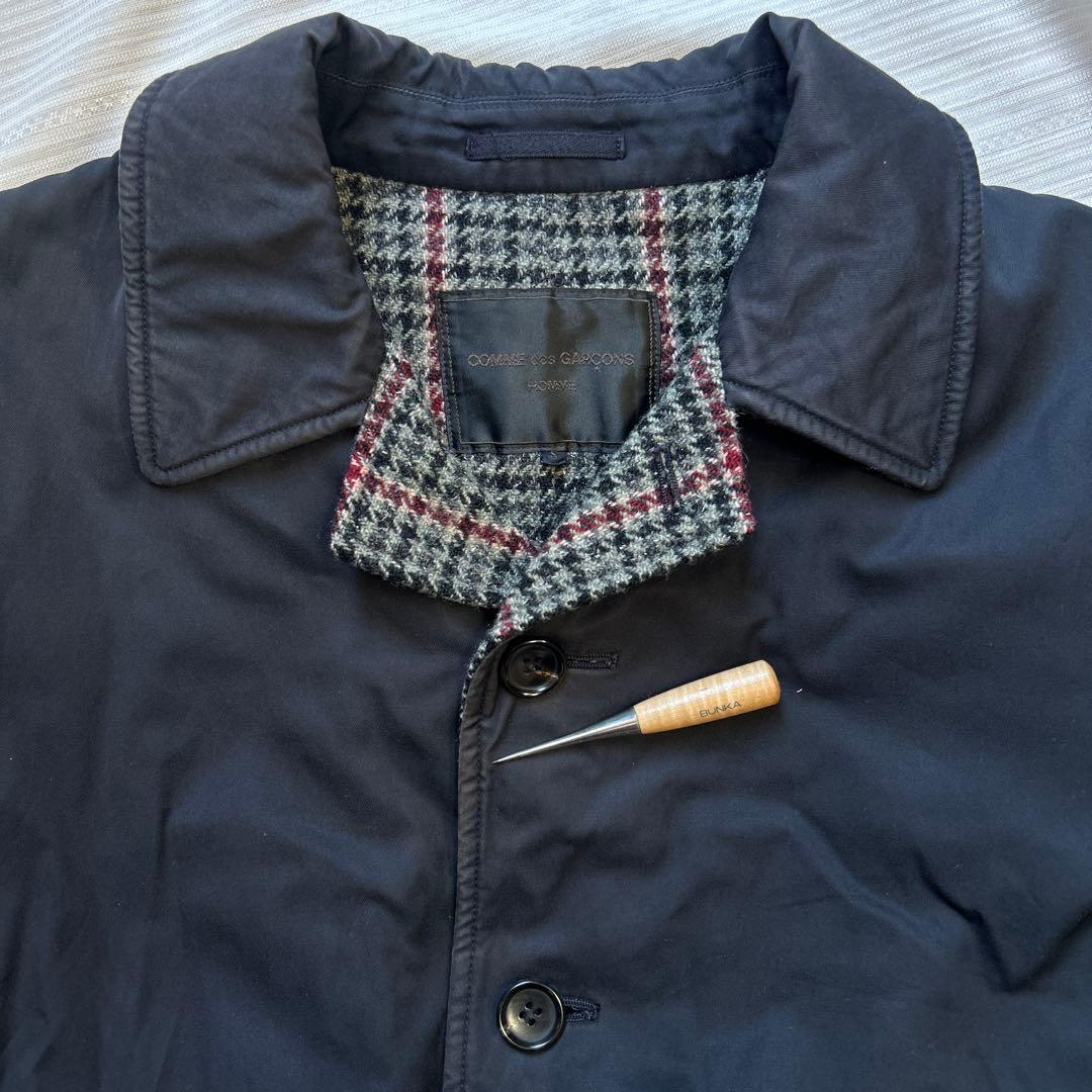 コムデギャルソンオム 03AW田中オム 千鳥格子ウール裏地 ステンカラー