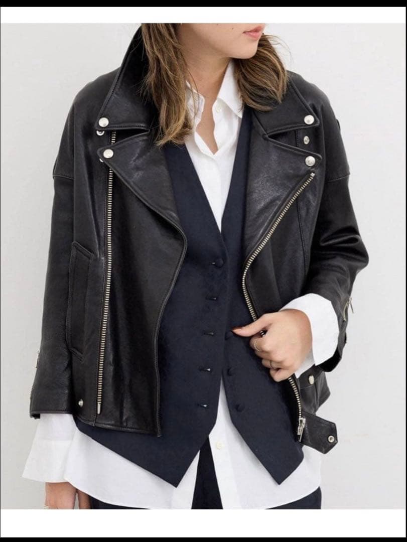 アパルトモンLisiereリジエール ライダースジャケット 34 ブラック