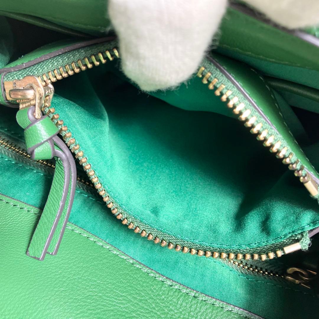 美品】トリーバーチ＊キルティング ゴールドチェーン レザーグリーン