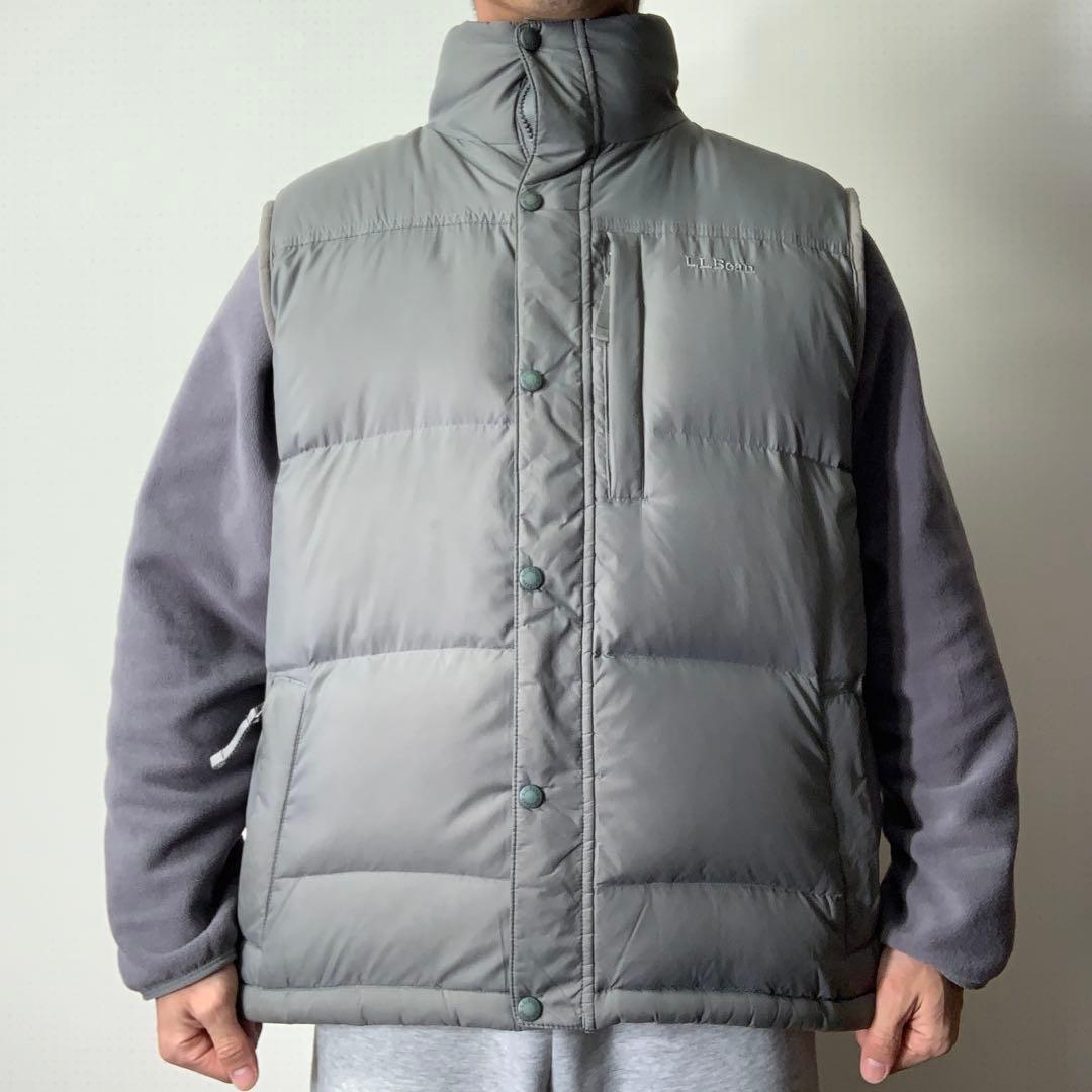 00s L.L.Bean ダウンベスト XL 刺繍 ドローコード リップストップ