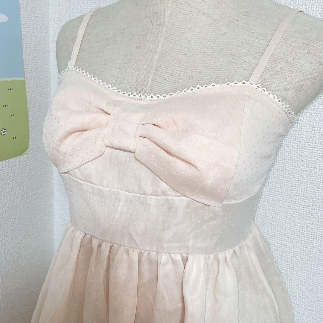 当時物 LIZLISA リズリサ ビッグリボン キャミワンピ 姫カジ ピンク