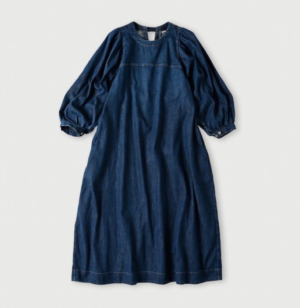 新品 45R 45プチデニムのパフブリッジドレス（インディゴ 加工） 45rpm