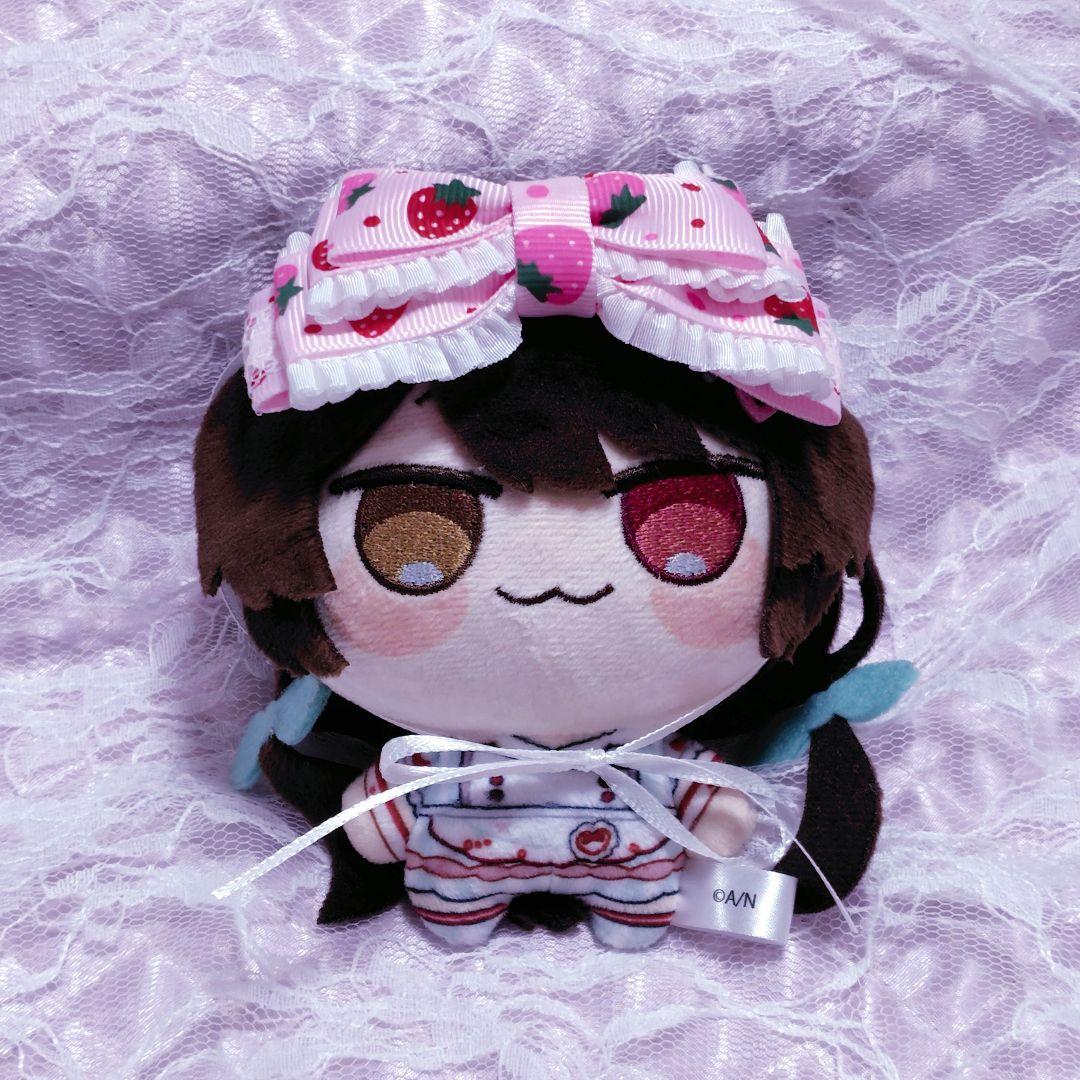 12cm 10cm ぬい服 にじまるっと ヘッドドレス リボン いちご ピンク