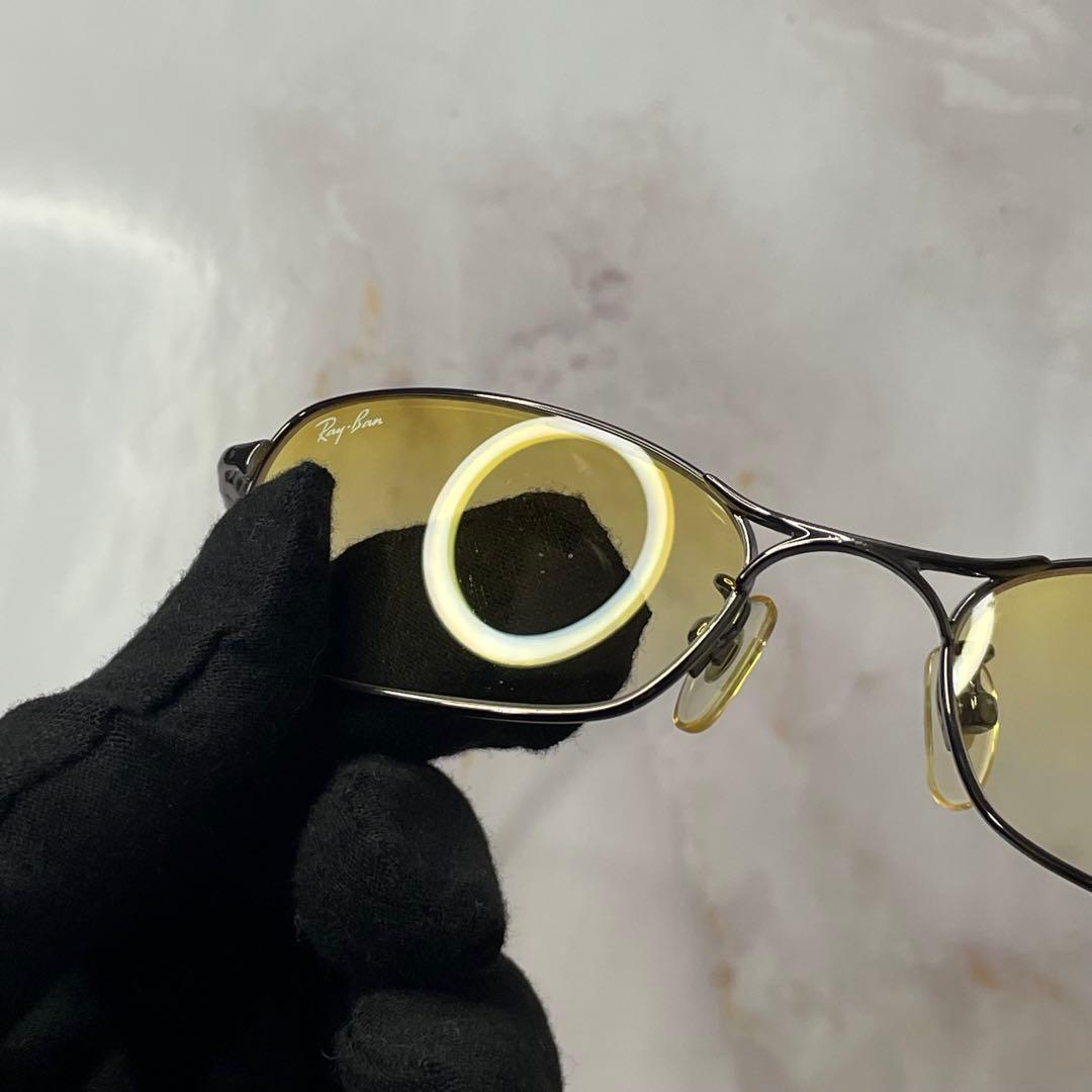 ray ban スクエア y2k イエロー デザイン サングラス ケース付き