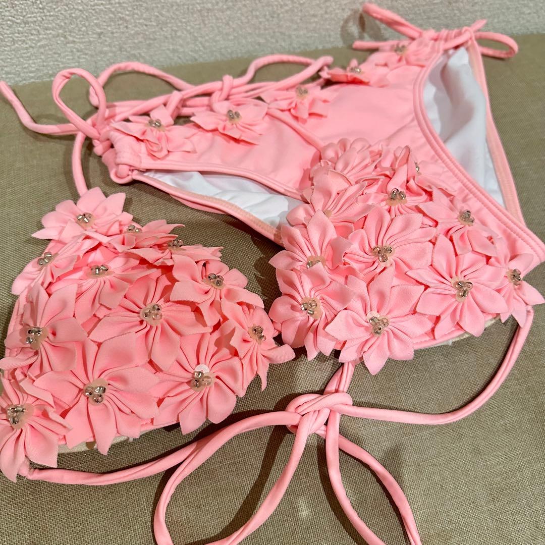 新品未使用⭐︎三愛リゾート立体フラワー水着ピンク - メルカリ