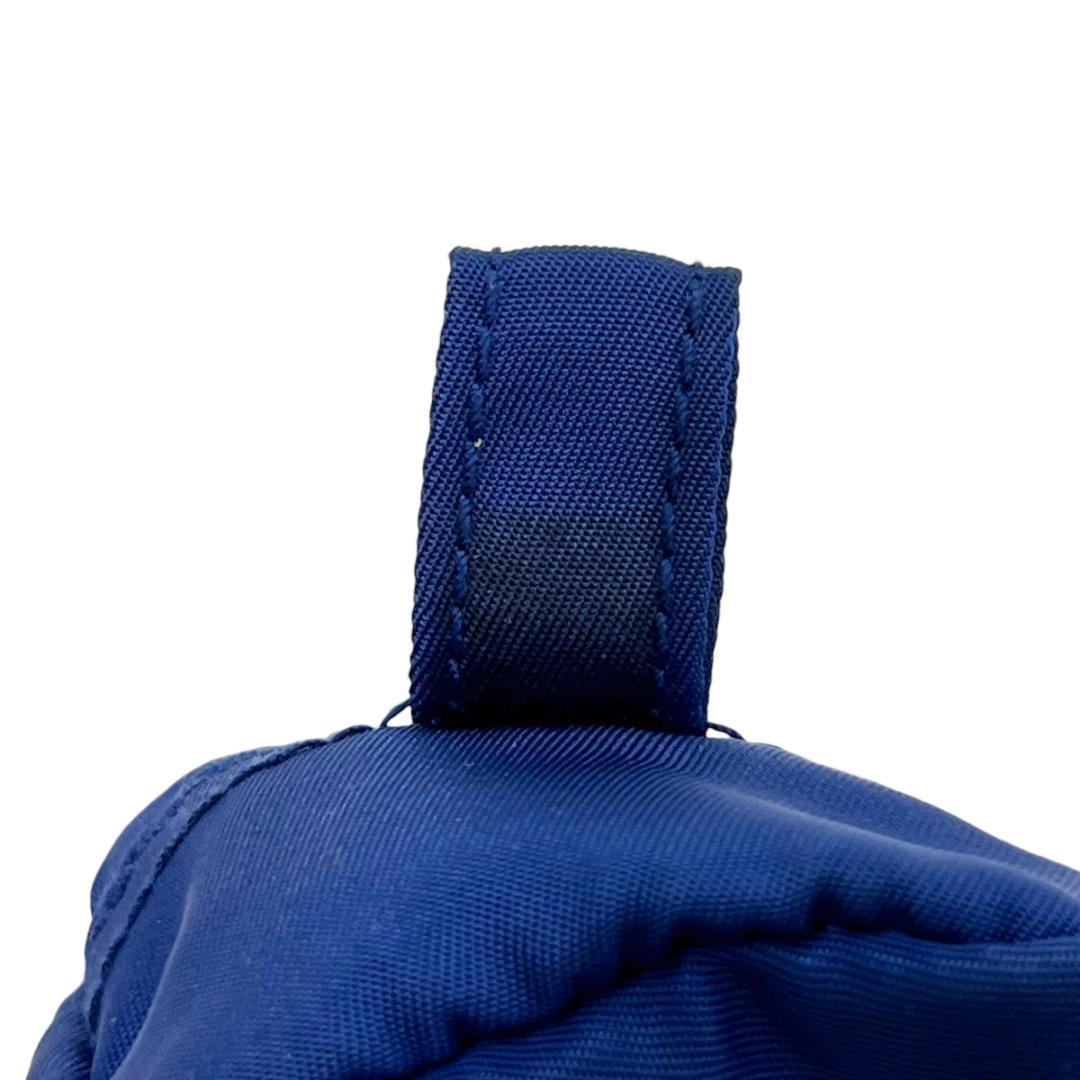 プラダ ポーチ ネイビー ナイロン サフィアーノレザー シルバー - メルカリ