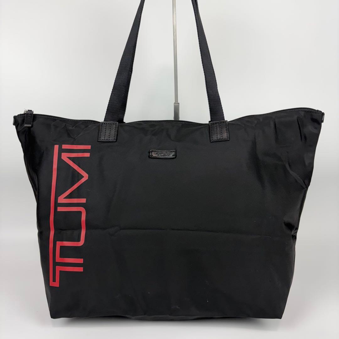 TUMI ジャストインケース トートバッグ ロゴ 肩掛け A4可 ポーチ付 黒
