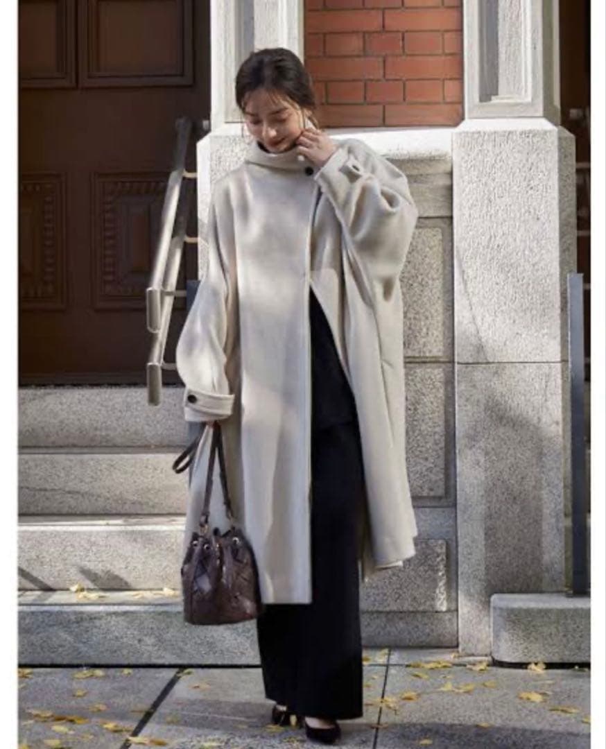 anuans Super140ファインウールポンチョスリットコート 2way - メルカリ