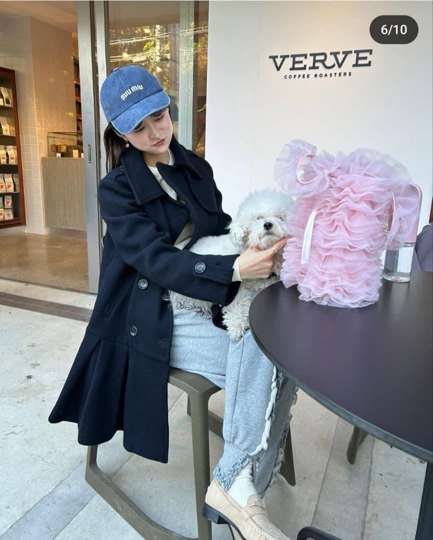 biby プリーツコート ネイビー ウール混紡 トレンチコート - メルカリ