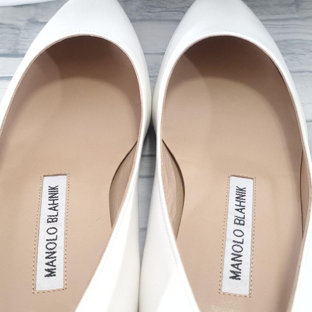 箱付き未使用品✨マノロブラニク リストニー レザーパンプス 白 35.5