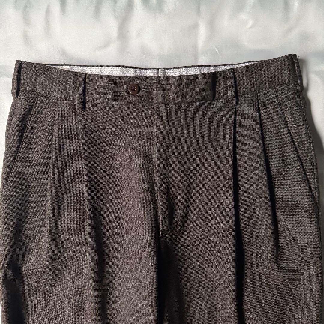 希少】 80s NORDSTROM イタリア製 織柄 ウール ワイドスラックス