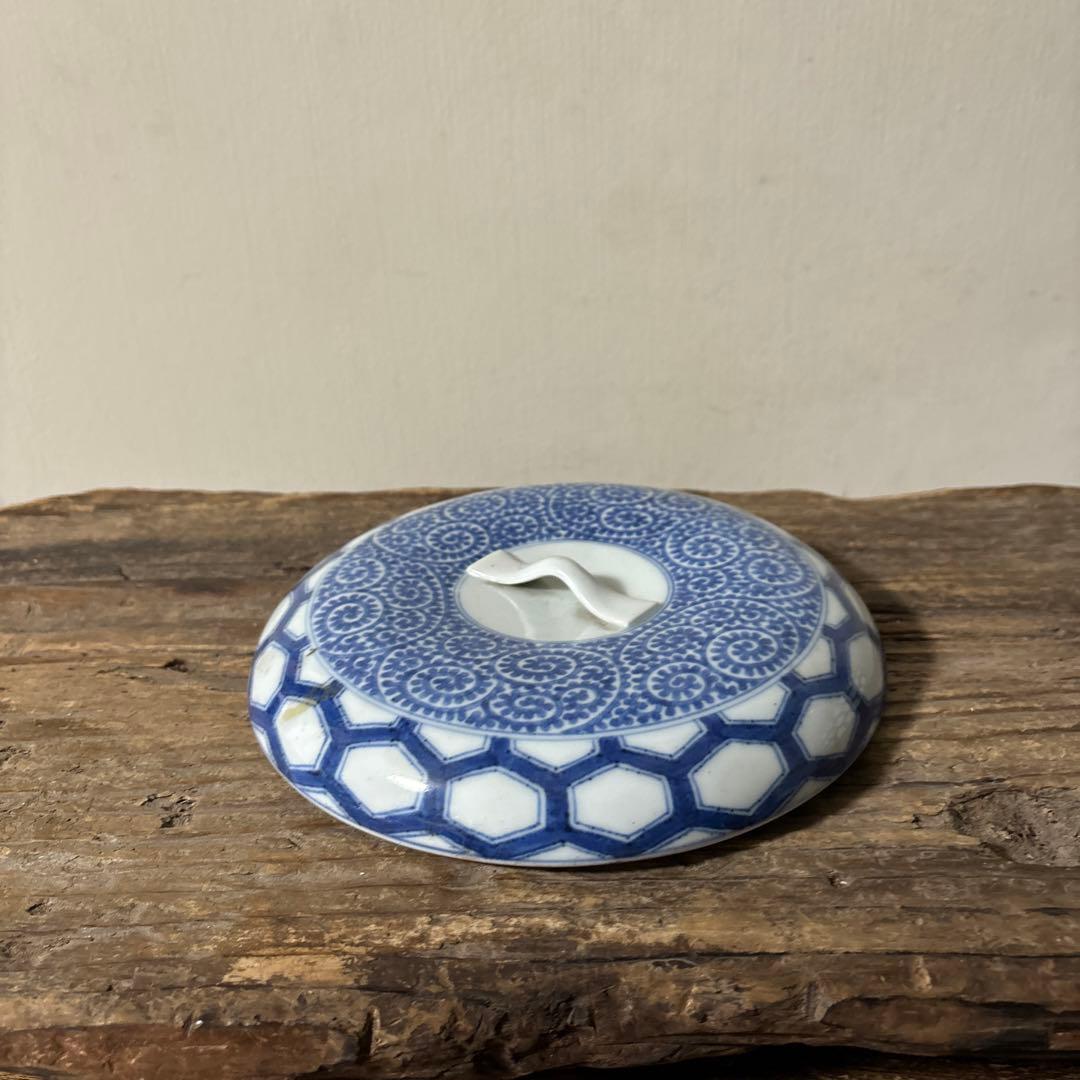 古伊万里たこ唐草蓋物 アンティーク 古道具 骨董 蕎麦猪口 検:李朝