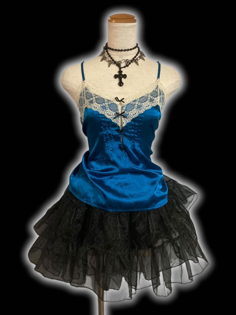 y2kサテン姫ギャルレースリボンゴシックキャミフェアリーグランジ古着屋ロック古着 y2kサテン姫ギャルレースリボンゴシックキャミフェアリーグランジ古着