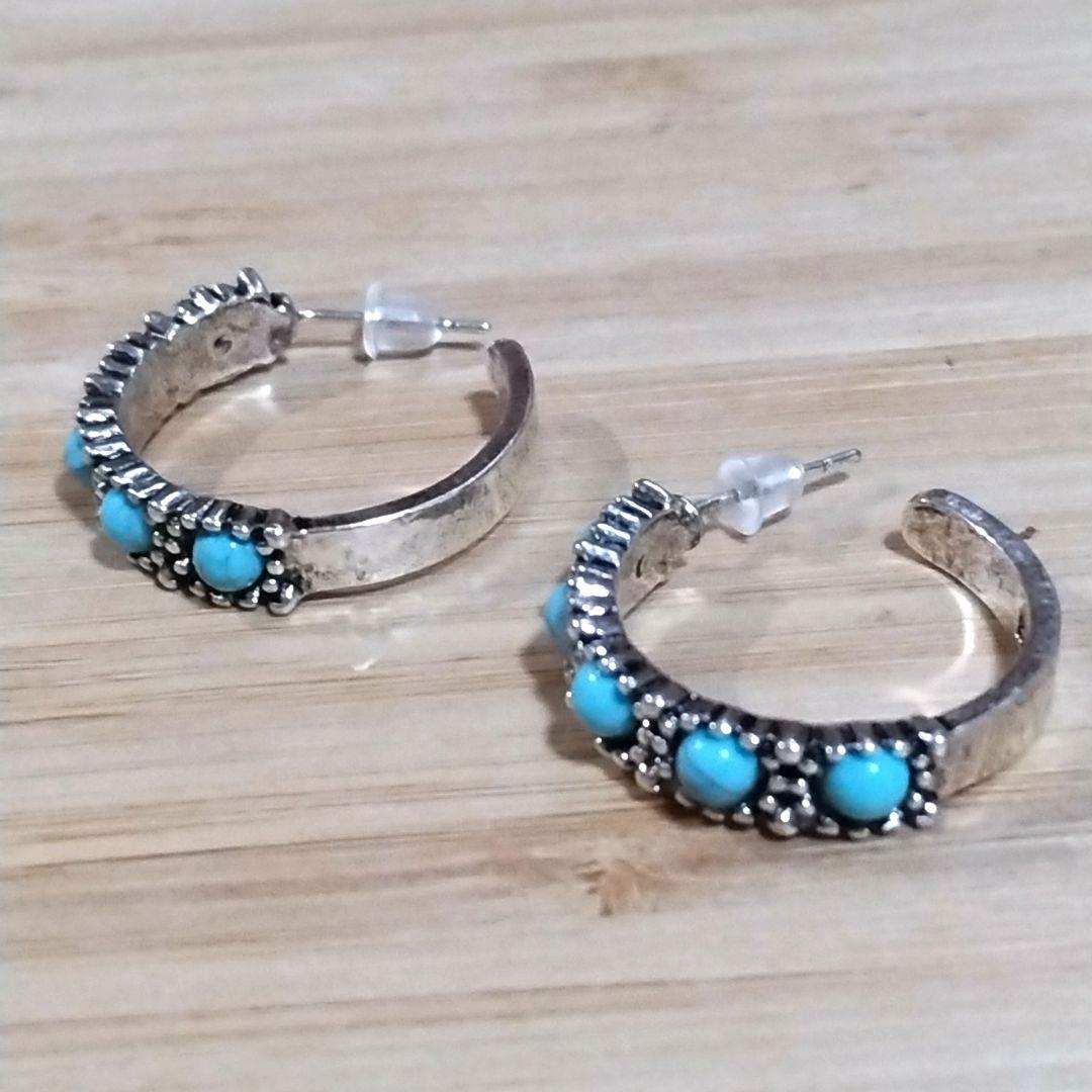匿名配送✨新品】ターコイズ シルバーピアス インディアンジュエリー