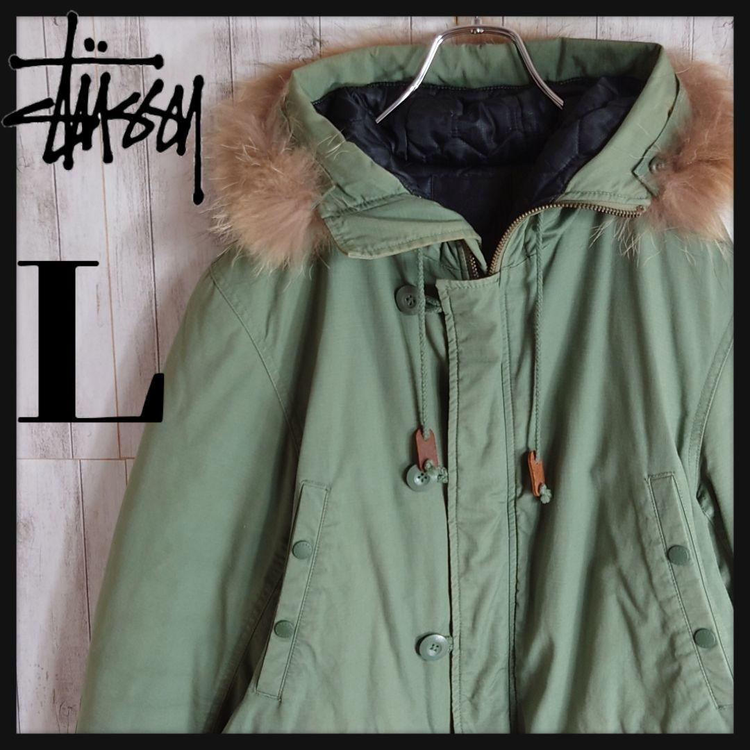 【激シブ】OLDSTUSSY☆リアルファーモッズコート希少入手困難カーキグリーン SLOW/一部店舗限定】4WAY モッズコート （ミリタリージャケット