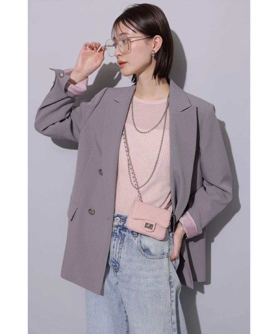 Arpege story W釦テーラードジャケット ピンクグレー S - メルカリ