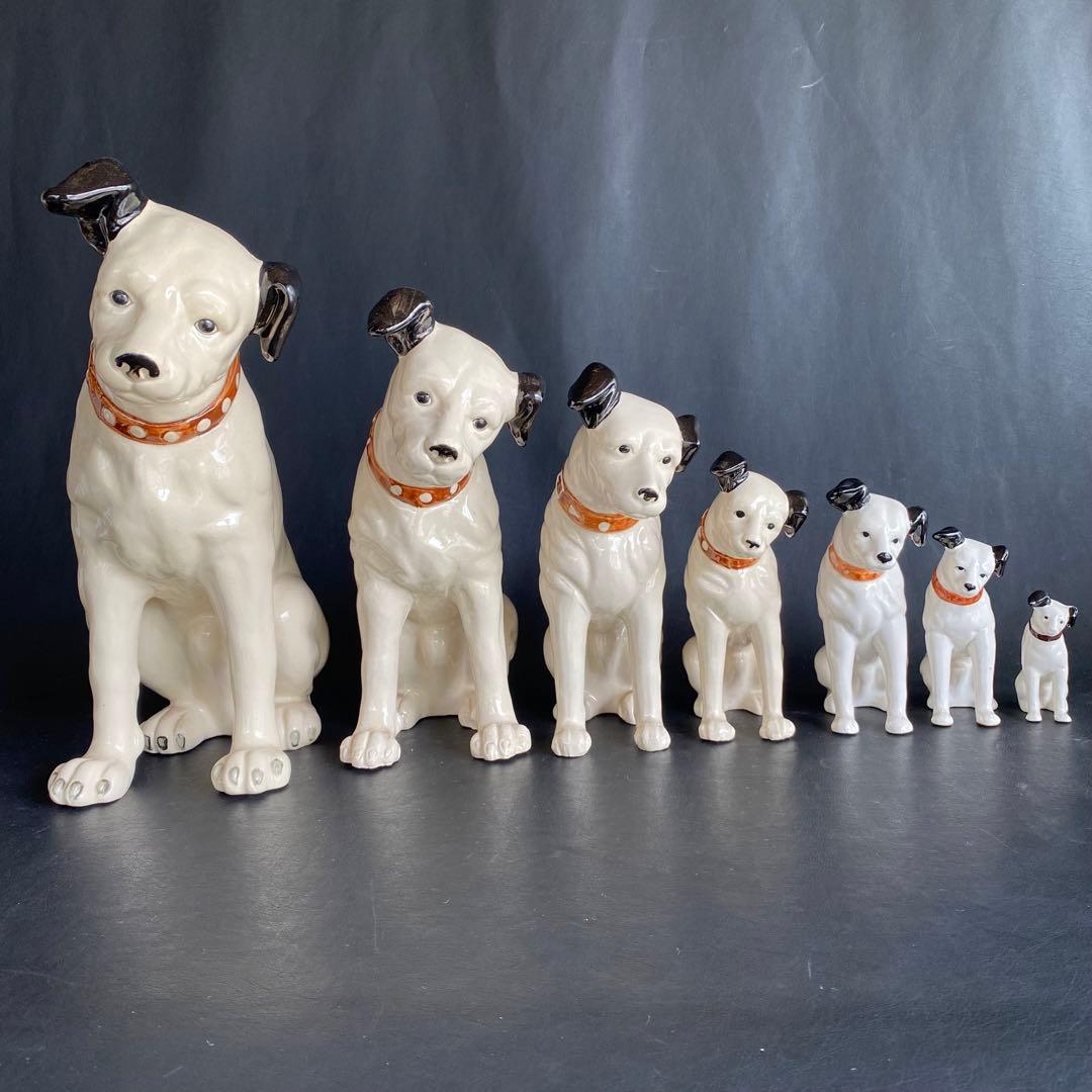 ビクター犬 ニッパーくん 7匹 陶器 大31㎝ 小7.5㎝ - メルカリ