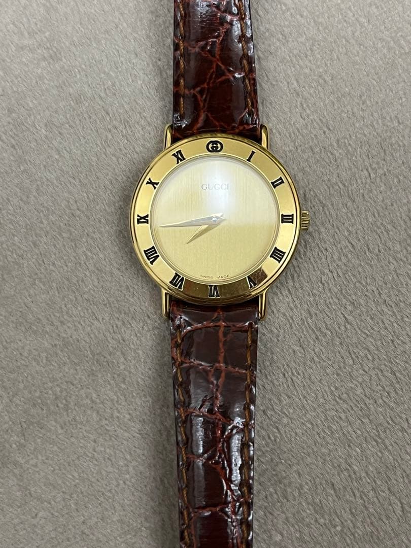 稼動品 GUCCI グッチ 3000.2 ゴールドローマンベゼル 腕時計