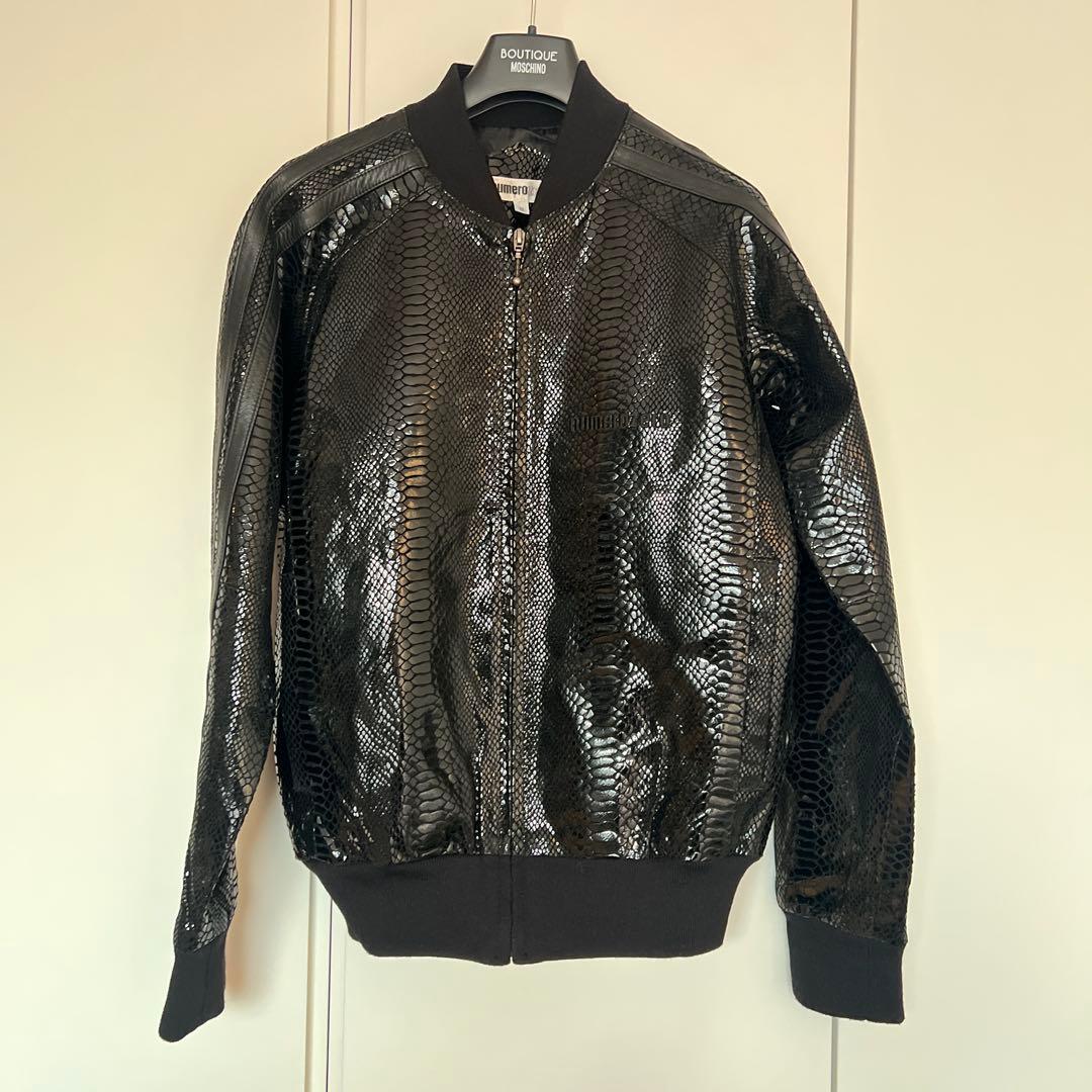 【TOM Chan】レザージャケット　パイソン型押し豚革　エナメルジップ TOM Chan】レザージャケット パイソン型押し豚革 エナメルジップ TOM