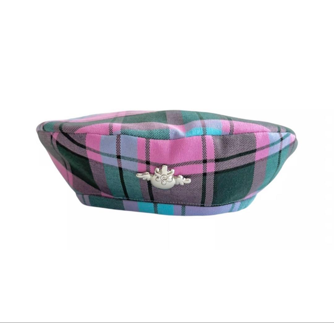 ハッピーベリー heihei ヘイヘイ チェック柄ベレー帽 ピンク コラボ