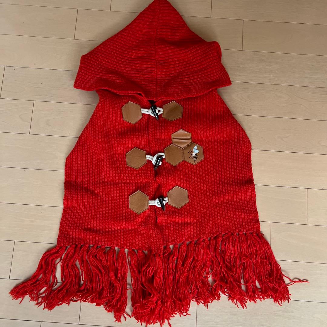 Né-net 赤 フリンジ付きフードマフラー - メルカリ