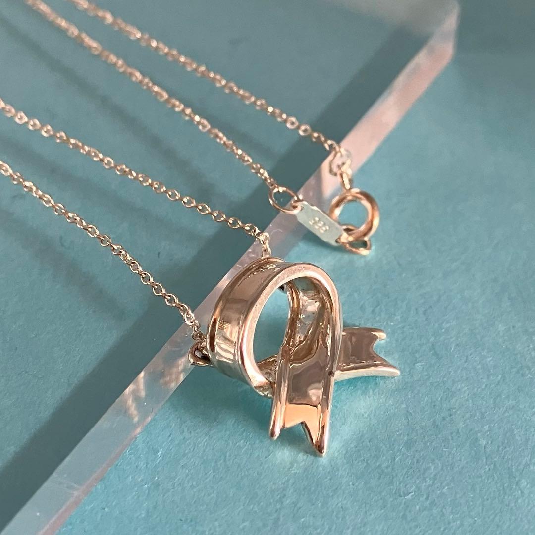 美品 TIFFANY＆Co ティファニー リボン モチーフ ネックレス 925
