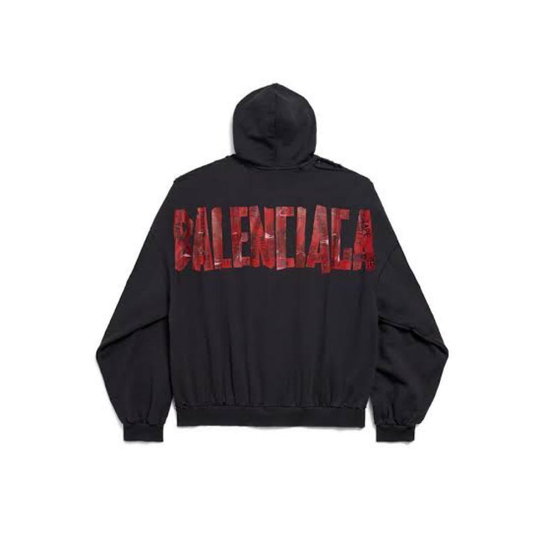 ケ*ク様 BALENCIAGA ロゴ フルジッパーパーカー ブラック Balenciaga ジップアップ パーカー | ブラック | FARFETCH JP