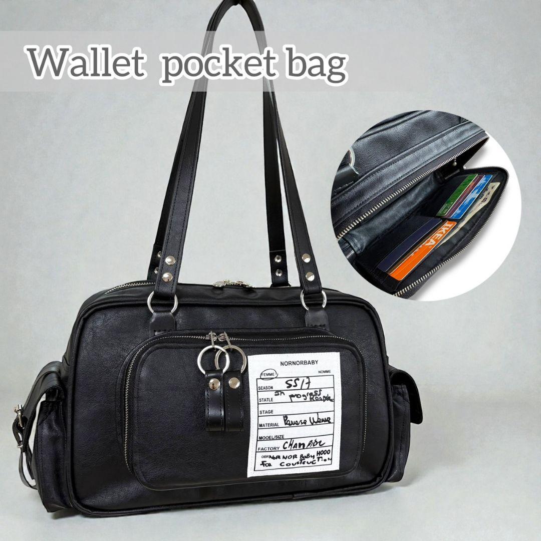 Wallet Pocket bag／black leather Envelope-Pixie-Black-Classic-