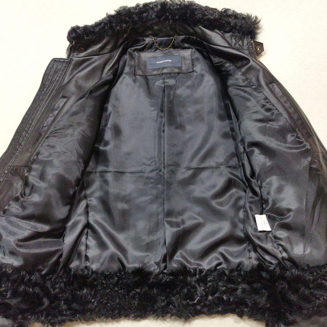 MANIAC WORKS リアルファーラムレザーライダースジャケット 黒 M