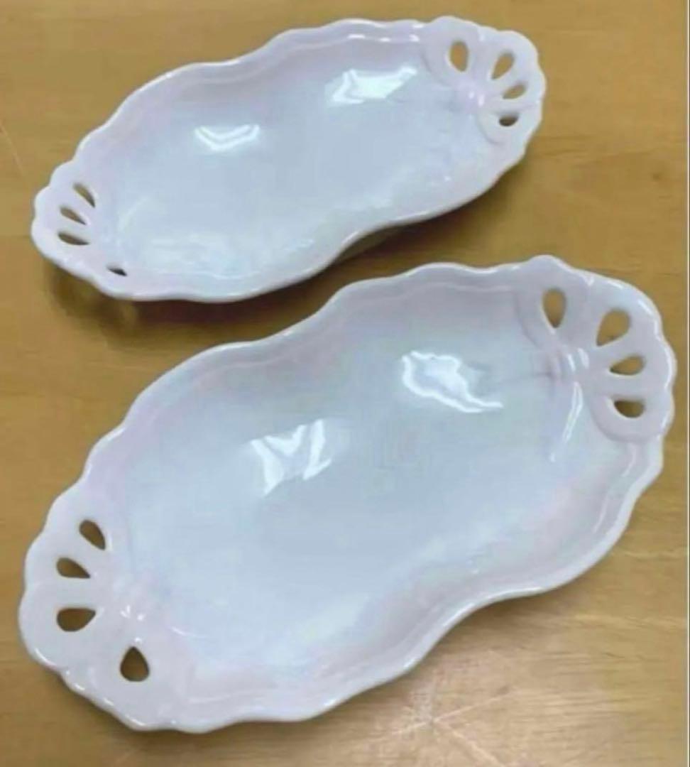 ポーセラーツ白磁 チャイナペイント アンティークローボウル（リボン