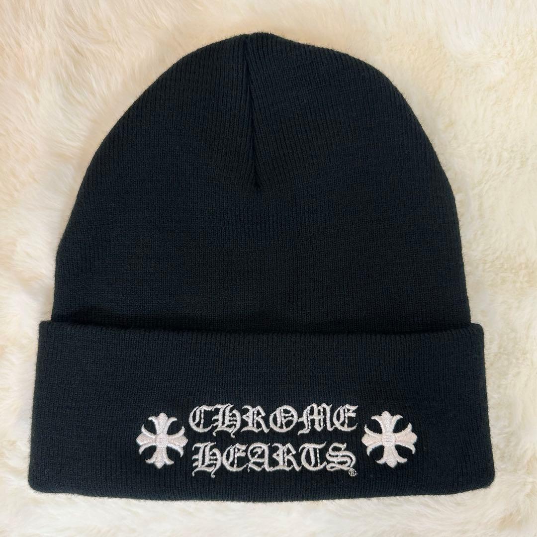 CHROME HEARTS クロムハーツ ビーニー ブラック刺繍クロス 極美品 CHROME HEARTS THERMAL BEANIE CAP CROSS クロムハーツ サーマル