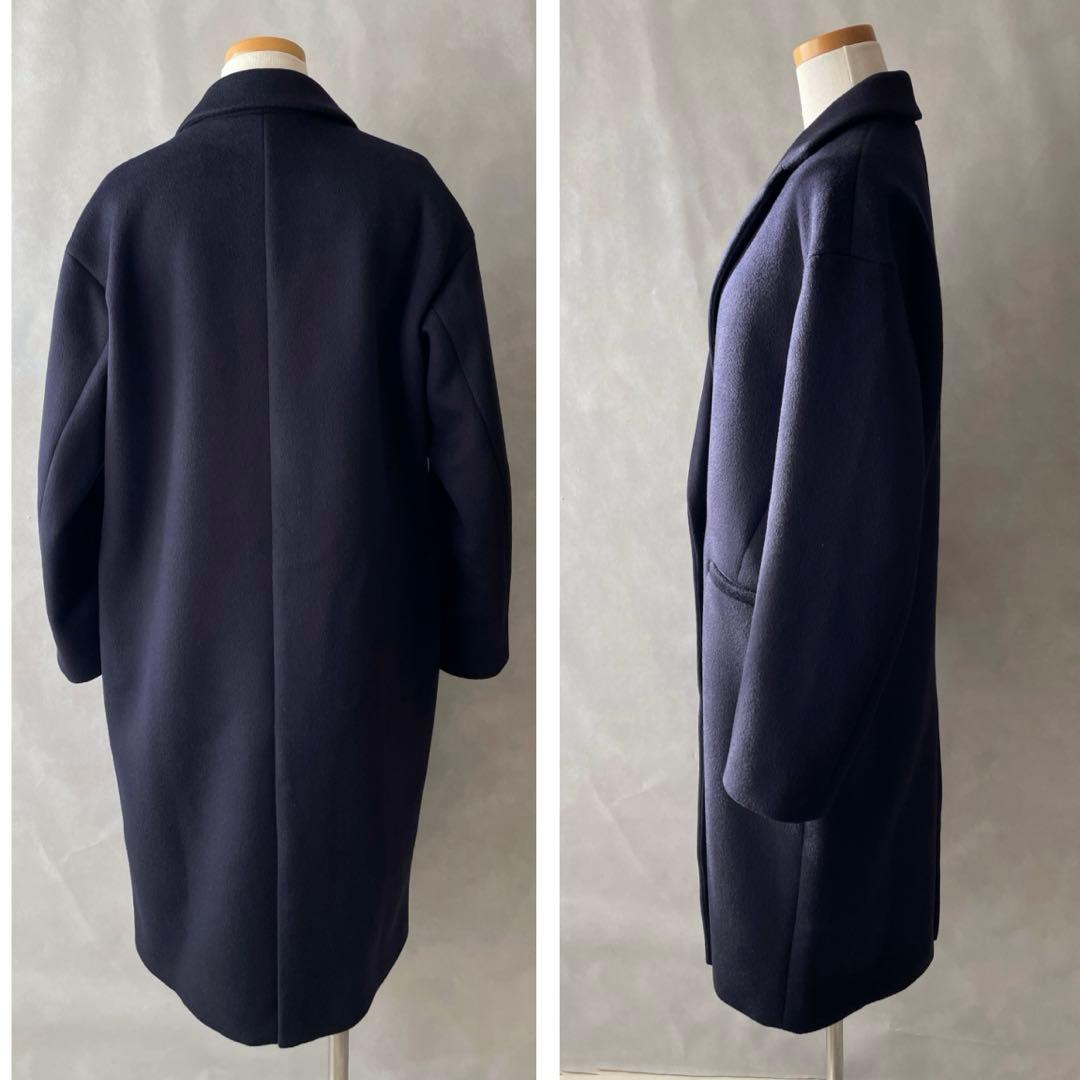 極美品✨エストネーション 毛100% コクーン チェスターコート ネイビー 36