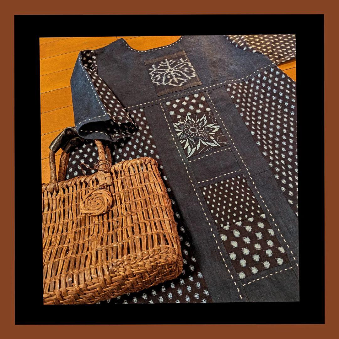 藍染家紋風呂敷♥古布リメイクワンピース フォーウェイタイプ - メルカリ