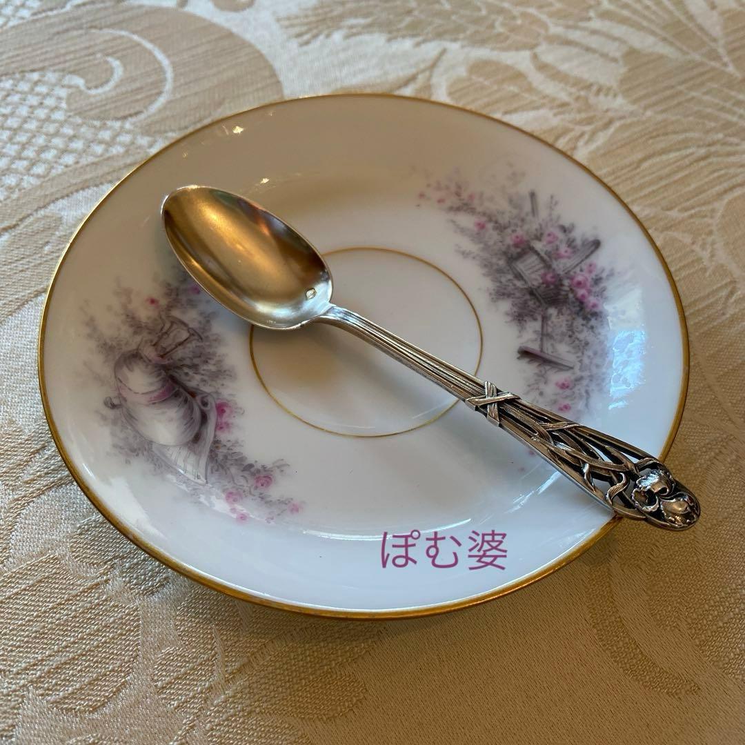 フランス／Henin & Cie】純銀／コーヒースプーン 1本 「アイリス