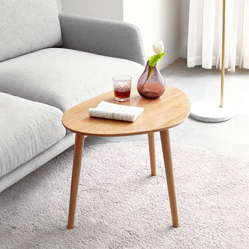 ネストテーブル 天然木 曲線デザイン セット/単品 角丸加工