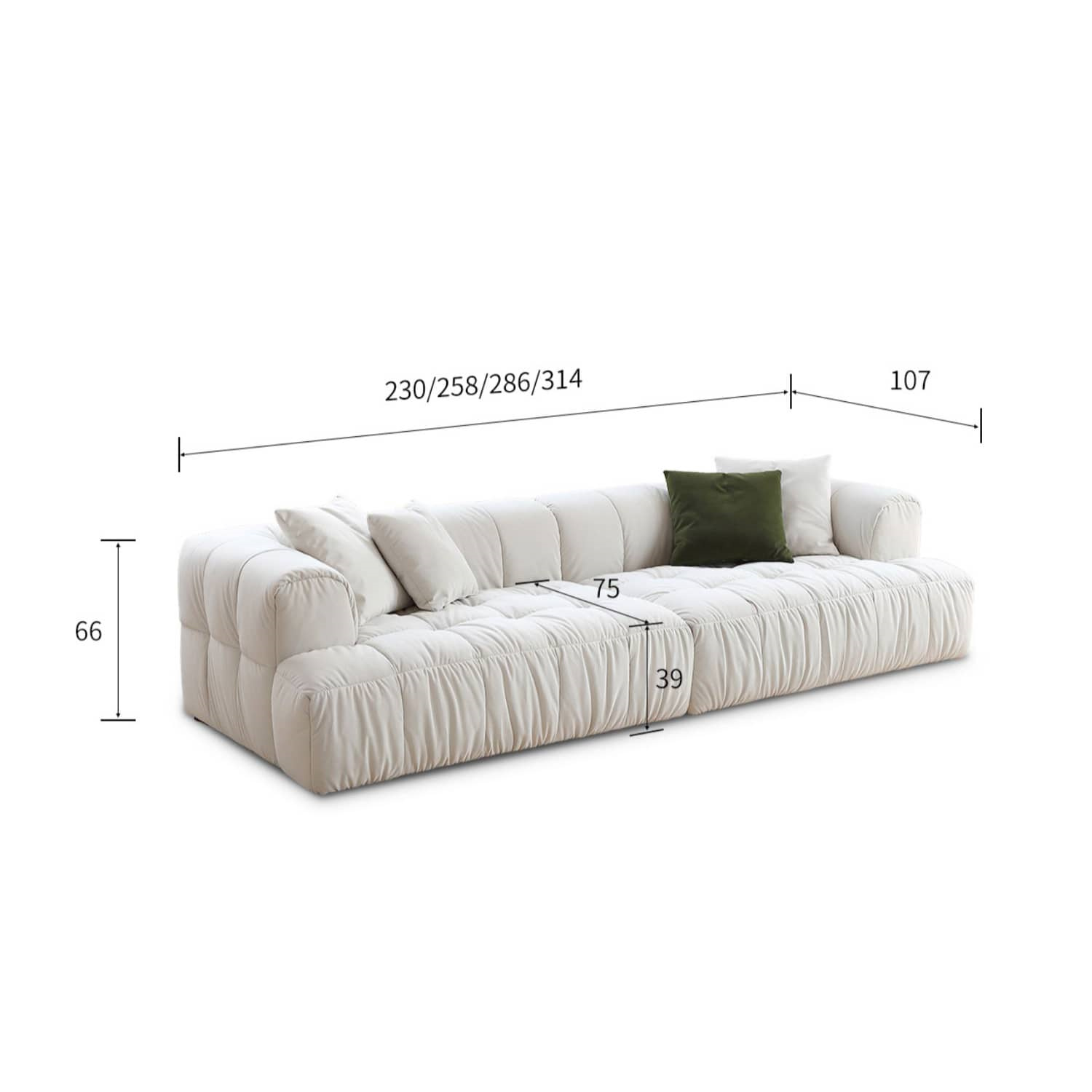 ソファー 4人掛け 2.86m 白 ホワイト