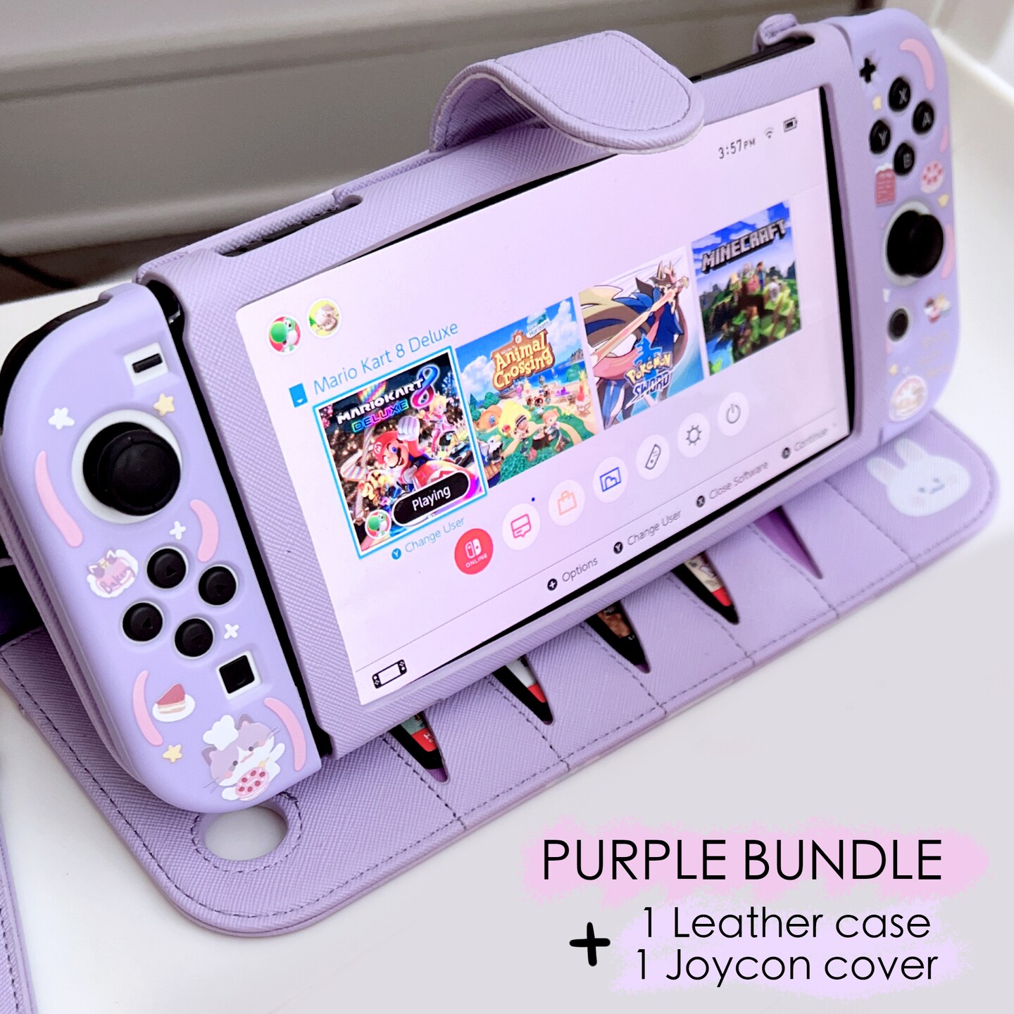 Starry Forest leather case for Nintendo Switch OLED, cute PU