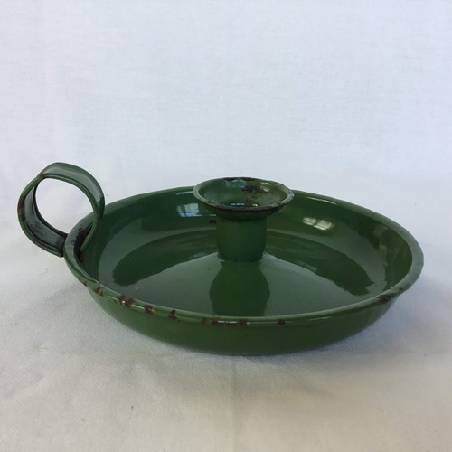 イギリス アンティーク ホーロー キャンドルホルダー グリーン | Le