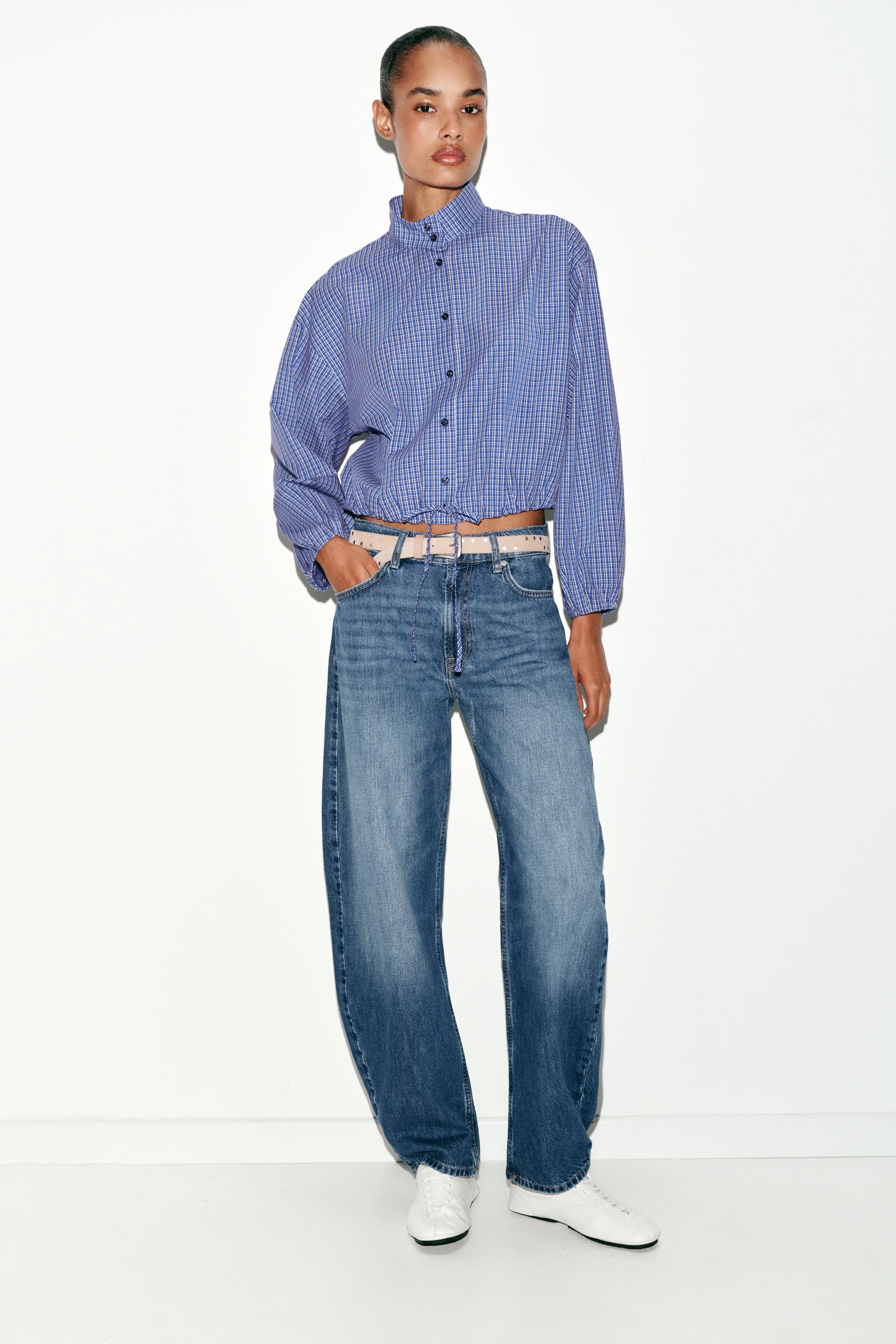 PLAID BALLOON SHIRT - Bluish | ZARA United States